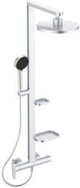 IDEAL STANDARD Duschsystem Ceraflow Alu+ mit Brausearm, 2 Ablagen, 2-Funktions-Handbrause und Kopfbrause Rose