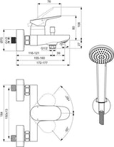 Ideal Standard Ceralife O Badearmatur Aufputz Chrom mit Handbrause-Set