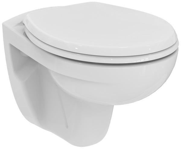 Ideal Standard Eurovit Wand-T-WC-Kombipaket – randlos, mit SoftClosing-Sitz, 370x525x395 mm, Weiß