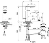 Ideal Standard Connect Air Waschtischarmatur Piccolo 5 l/min mit Ablaufgarnitur, 90 mm Ausladung, Chrom
