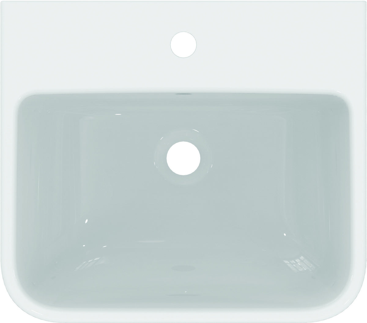 Ideal Standard i.life B Waschtisch 500x440mm Weiß mit IdealPlus Beschichtung – 1 Hahnloch, Überlauf, hängend