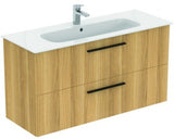 Ideal Standard i.life A Waschtischset 1240 mm mit Unterschrank und schwarzem Griff, Weiß Matt