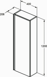 IDEAL STANDARD Halb-Hochschrank CONNECT E 1 Tür, 400x208x1200 mm, Walnuss Dunkel – Wandhängend mit Softclose