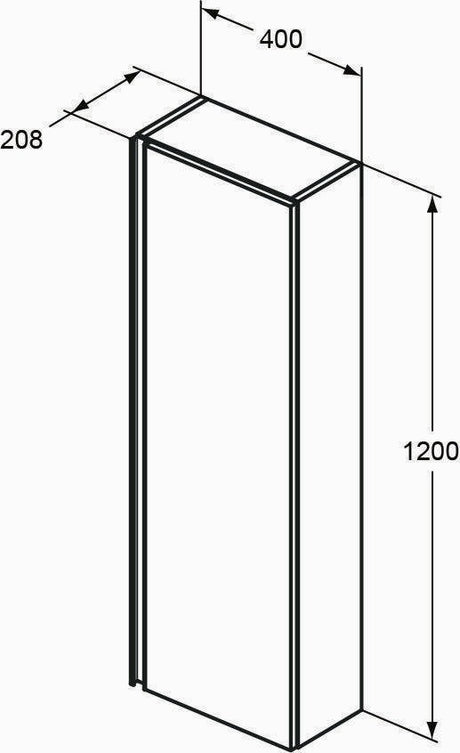 IDEAL STANDARD Halb-Hochschrank CONNECT E 1 Tür, 400x208x1200 mm, Walnuss Dunkel – Wandhängend mit Softclose