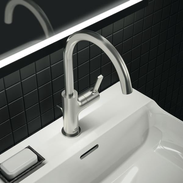 IDEAL STANDARD Joy Waschtischarmatur – Einhandhebelmischer mit Ablaufgarnitur, Brushed Gold, 169 mm Ausladung
