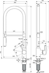 IDEAL STANDARD Gusto Semi-Professional Küchenarmatur 225 mm Ausladung Sunset Rose
