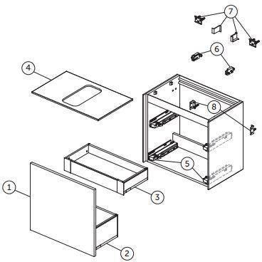 Ideal Standard Conca Waschtischunterschrank Eiche geflammt 602 mm mit Auszug und Push-Open
