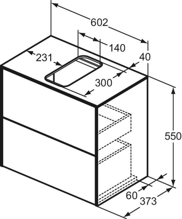 Ideal Standard Conca WT-Unterschrank 602 mm, 2 Auszüge, Push-Open & Softclose, Anthrazit