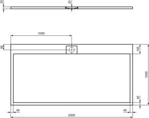 Ideal Standard Ultra Flat S i.life Rechteck-Brausewanne 2000x1000x30 mm Carraraweiß