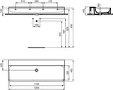Ideal Standard Conca Aufsatzwaschtisch 1200x450x145mm geschliffen Weiß ohne Hahnloch