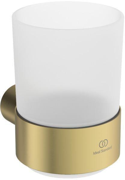 Ideal Standard Zahnputzbecher Conca, rund, Brushed Gold – Wandhängend, Messing, Glas