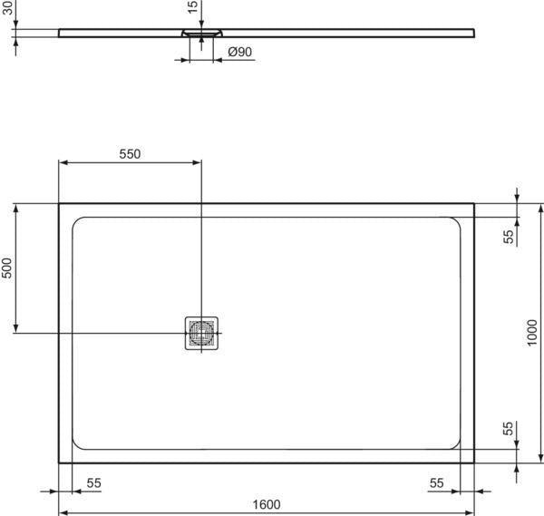Ideal Standard Rechteck-Brausewanne Ultra Flat S+ 1600x1000 mm Mineralguss Weiß Matt