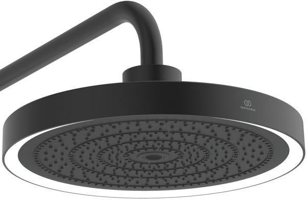 Ideal Standard Duschsystem Ceratherm Solos mit LED-Leuchtring Silver Storm – Thermostat, Kopf- & Handbrause