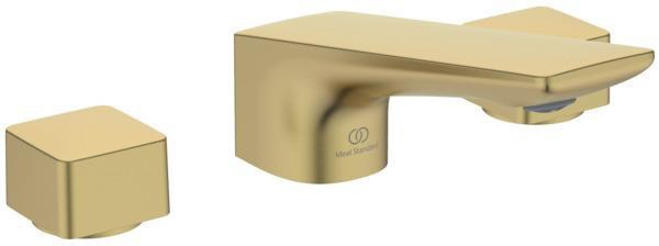 Ideal Standard Conca 3-Loch-Waschtischarmatur Brushed Gold mit Ablaufgarnitur, Ausladung 133 mm