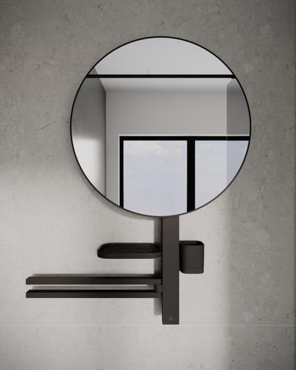 Ideal Standard Beauty Bar Accessoires-Kombi Alu+ L800 mit Kosmetikspiegel Ø508 mm Silver