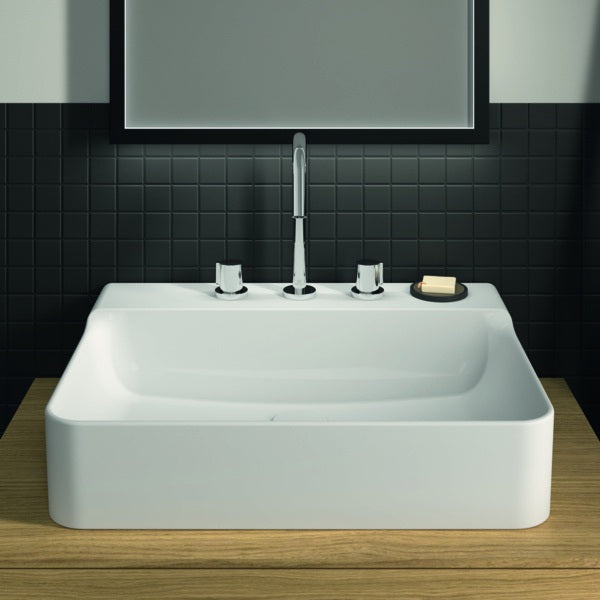 Ideal Standard Conca Aufsatzwaschtisch 600x450x145 mm Weiß, 3 Hahnlöcher, ohne Überlauf
