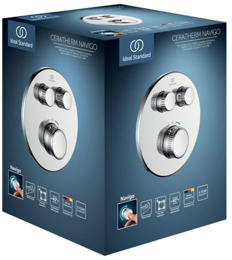 Ideal Standard Ceratherm Navigo 2 Brausethermostat Unterputz, 2 Verbraucher, rund, Chrom