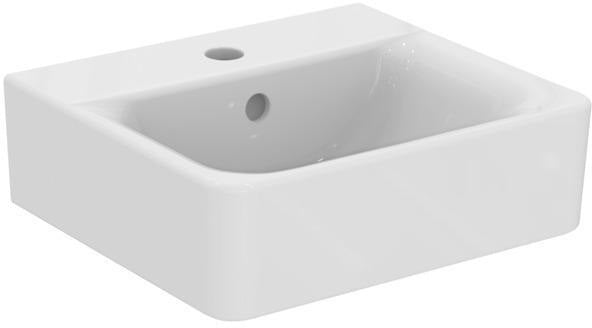 Ideal Standard Handwaschbecken Connect Cube, 1 Hahnloch, mit Überlauf, 400x360x160 mm, Weiß
