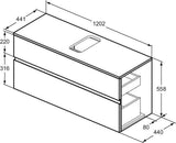 Ideal Standard Finesse Waschtischunterschrank 1202 mm, 2 Auszüge, Greige matt