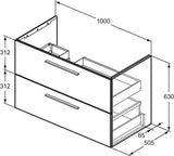 IDEAL STANDARD i.life B Möbelwaschtischunterschrank 1000 mm Weiß Matt, 2 Auszüge, Siphon links