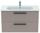Ideal Standard i.life A Waschtischset 100 cm mit Unterschrank, weiß matt, schwarzer Griff