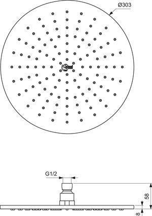 Ideal Standard Idealrain Kopfbrause L1 303 mm Chrom – Regenstrahl, Antikalk, verstellbar