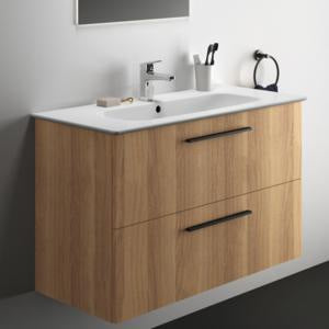 Ideal Standard i.life A Waschtischset 100 cm mit Unterschrank, weiß matt, schwarzer Griff