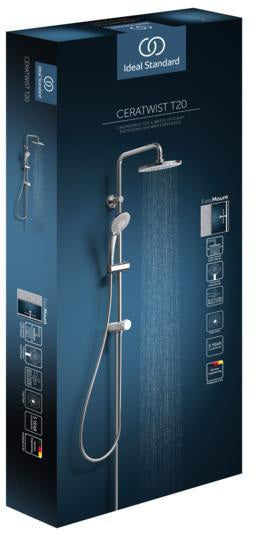 Ideal Standard Duschsystem Ceratwist T20 mit runder Kopfbrause und Handbrause, Chrom, ohne Armatur
