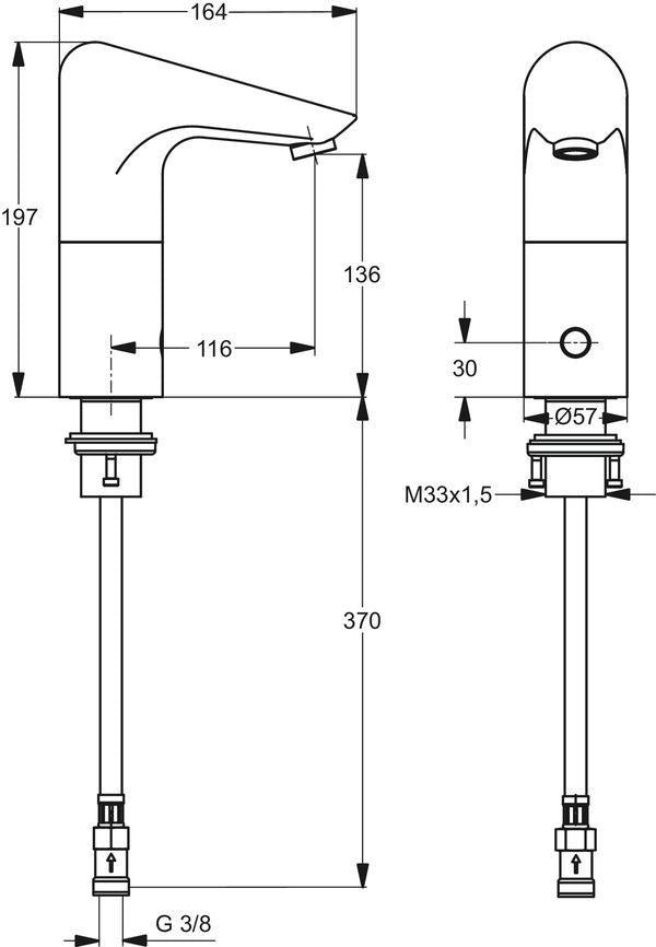 Ideal Standard Ceraplus Sensor-Waschtischarmatur Chrom, 116 mm Ausladung, netzbetrieben