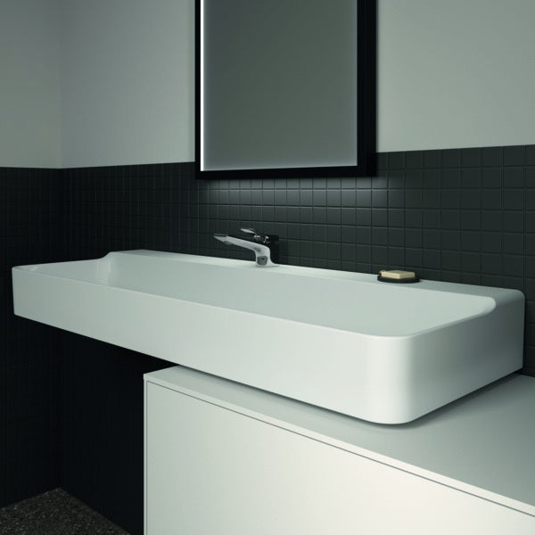 Ideal Standard Conca Aufsatzwaschtisch 1200x450x145mm, 1 Hahnloch, ohne Überlauf, Weiß, geschliffen