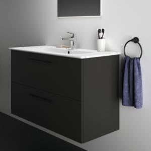 Ideal Standard i.life A Waschtischset 100 cm mit Unterschrank, weiß matt, schwarzer Griff