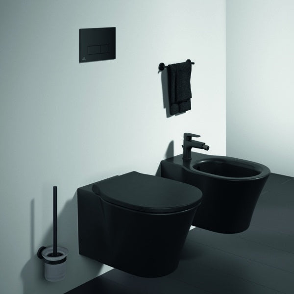 Ideal Standard IOM Bürstengarnitur aus Glas wandhängend in Chrom – mattglasierter Einsatz, verdeckte Befestigung
