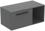 Ideal Standard i.life B Möbel-Set 100 cm – Waschtischunterschrank mit 1 Auszug & offenem Fach, Gr. Schwarz Weiß Matt