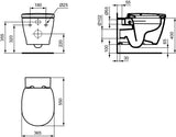 Ideal Standard Connect Wand-WC-Paket randlos mit SoftClosing WC-Sitz, 365x550x340 mm, Weiß