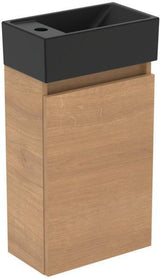 Ideal Standard Eurovit+ Möbelpaket – Handwaschbecken 37 cm & Unterschrank 36 cm mit Tür, Hochglanz grau