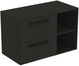 Ideal Standard i.life B Möbel-Set 100 cm mit 2 Auszügen und 2 offenen Fächern in Gr. Schwarz Weiß matt