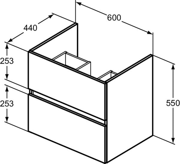 Ideal Standard Eurovit+ Möbelpaket mit Waschtisch 51 cm, Unterschrank 50 cm und 2 Auszügen in Grau