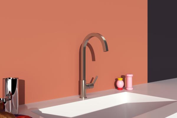 IDEAL STANDARD Gusto Küchenarmatur 204 mm eckiger Auslauf Silver Storm – Einhebel-Spültischbatterie