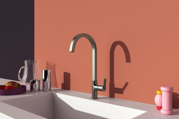 IDEAL STANDARD Gusto Küchenarmatur 204 mm eckiger Auslauf Silver Storm – Einhebel-Spültischbatterie