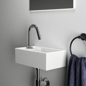 Ideal Standard i.life S Handwaschbecken 370x210x120mm, 1 Hahnloch links, ohne Überlauf, Weiß