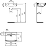 Ideal Standard Waschtisch Contour 21+ Weiß 500 mm SmartGuard 1 Hahnloch ohne Überlauf