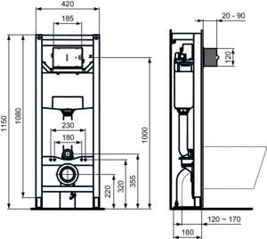 Ideal Standard ProSys WC-Element 120 M, mechanisch, freistehend, 2/7 L Spülung