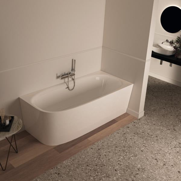 Ideal Standard D-Form-Badewanne Dea 1800x800x610mm weiß für Wandanbindung rechts mit Ablauf