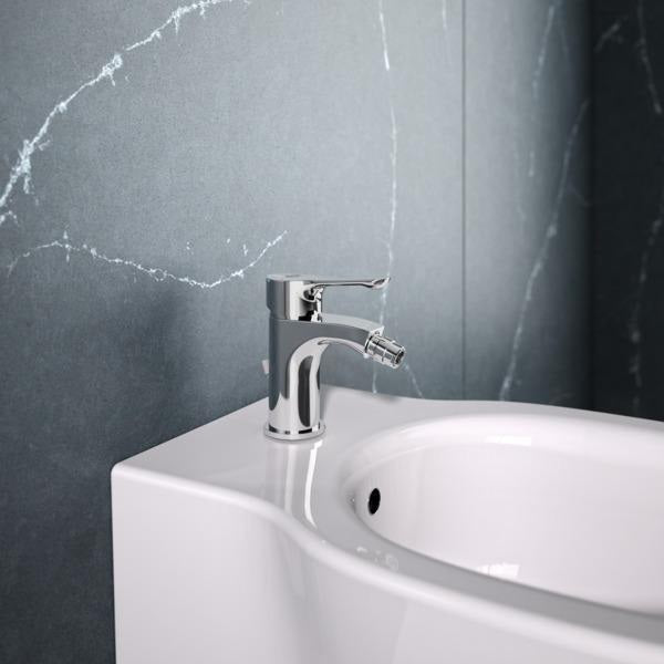 Ideal Standard Alpha Bidetarmatur Chrom mit Ablaufgarnitur und 96 mm Ausladung