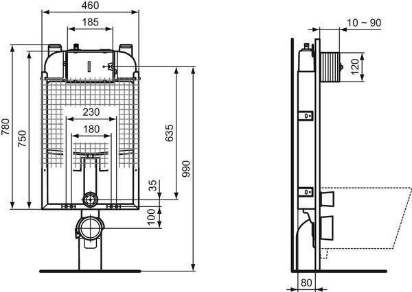 IDEAL STANDARD ProSys WC-Element 80 M mechanisch Nassbau Vorwandelement