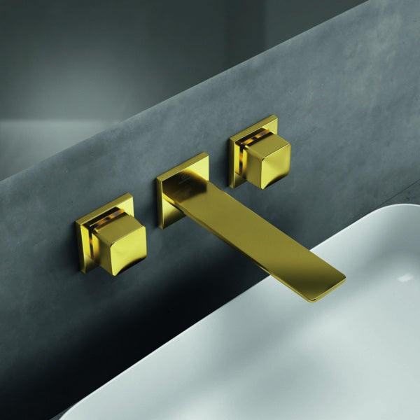 Ideal Standard Conca Wand-Waschtischarmatur, zweigriffig, Ausladung 180 mm, Brushed Gold