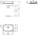 IDEAL STANDARD i.life B Aufsatzwaschtisch 600x370x120mm Weiß mit Ideal Plus, ohne Hahnloch