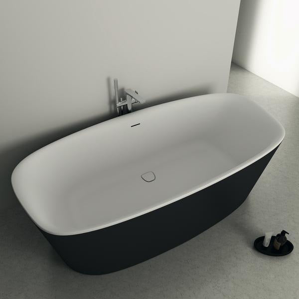 IDEAL STANDARD Duo-Badewanne DEA freistehend 170x75x47/61cm Schwarz Matt mit Ablauf