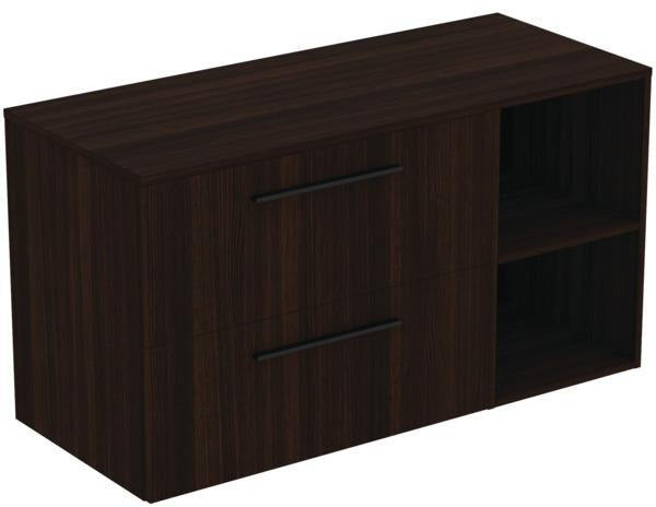 Ideal Standard i.life B Möbel-Set 120 cm – 2 Auszüge, 2 offene Fächer, Schwarz Weiß matt