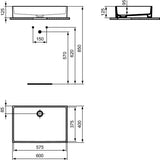 IDEAL STANDARD Aufsatzwaschtisch Extra 600x400x125 mm Weiß ohne Hahnloch